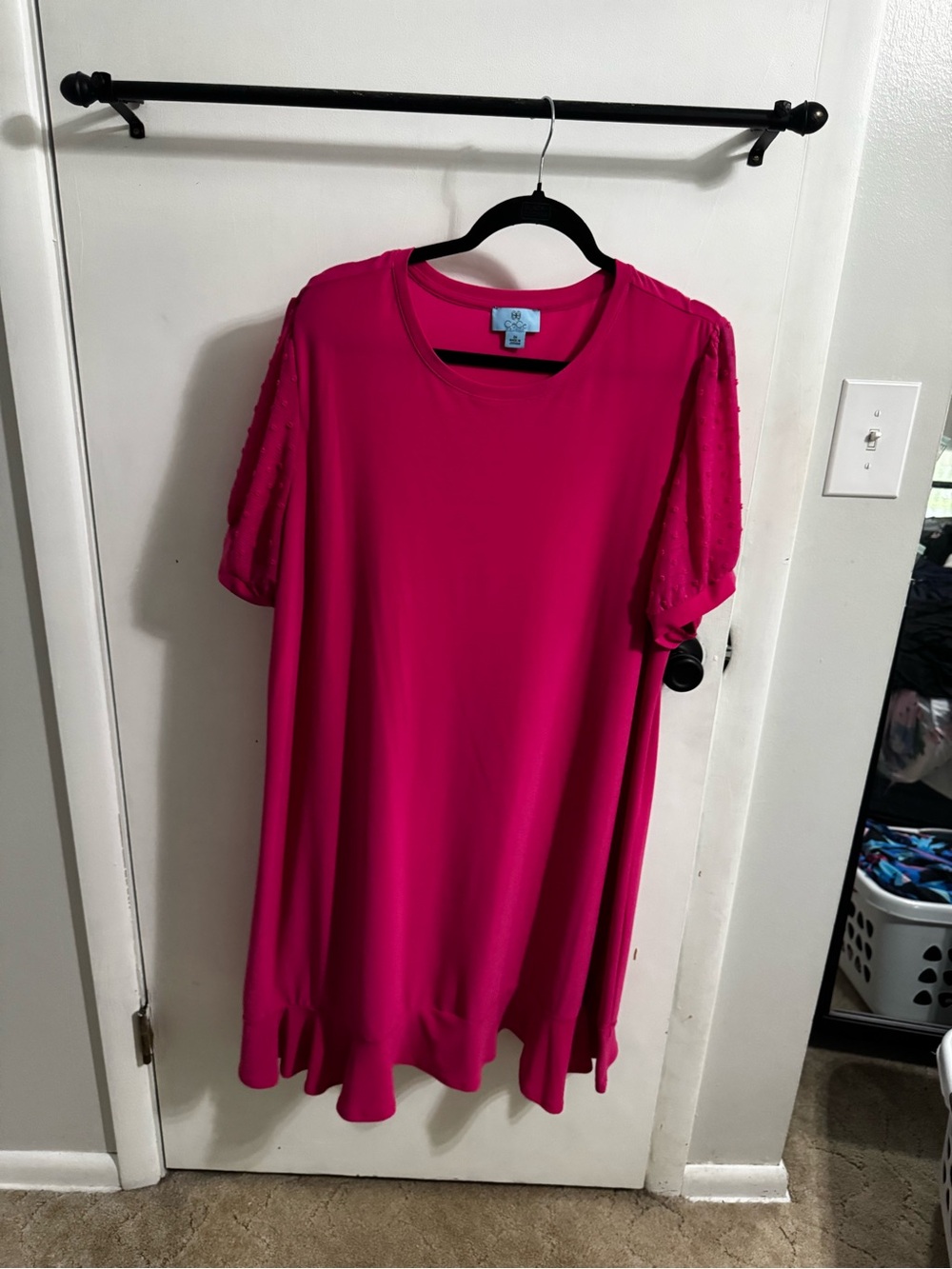 CeCe Hot Pink Dress with Ruffle Hem